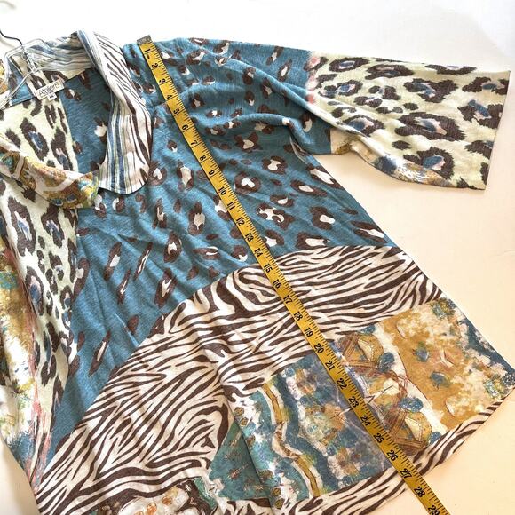 Atelier5 Mixed Print Top Womens Size 1X Lagenlook Peter Pan Collar Funky Artsy - Picture 7 of 7